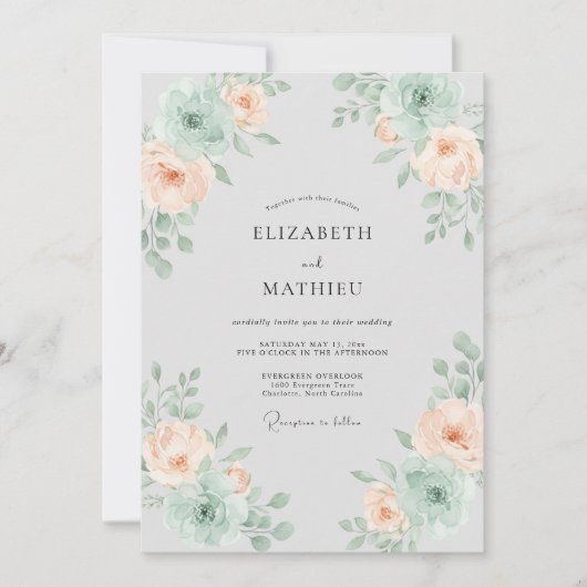 Invitation Mariage Pétale de Mer Abricot (Devant)