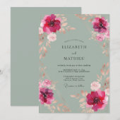 Invitation Mariage Pétale de Mer de Magenta (Devant / Derrière)