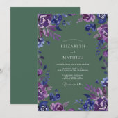 Invitation Mariage Pétale de Mousse d'Améthyste de Prune (Devant / Derrière)