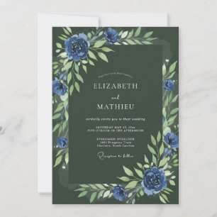 Invitation Mariage Pétale de Mousse Indigo de la Forêt