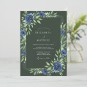 Invitation Mariage Pétale de Mousse Indigo de la Forêt (Debout devant)