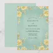 Invitation Mariage Pétale de Moutarde Téâl Pâle (Devant / Derrière)