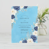 Invitation Mariage Pétale de Nuit Bleuet (Debout devant)