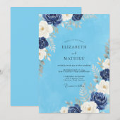 Invitation Mariage Pétale de Nuit Bleuet (Devant / Derrière)