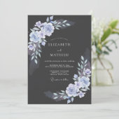 Invitation Mariage Pétale de Pervenche Acier (Debout devant)