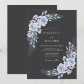 Invitation Mariage Pétale de Pervenche Acier (Devant / Derrière)