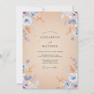 Invitation Mariage pétale de pervenche champagne