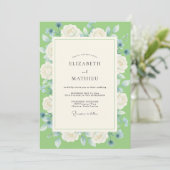 Invitation Mariage pétale de pervenche citron vert (Debout devant)