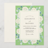 Invitation Mariage pétale de pervenche citron vert (Devant / Derrière)