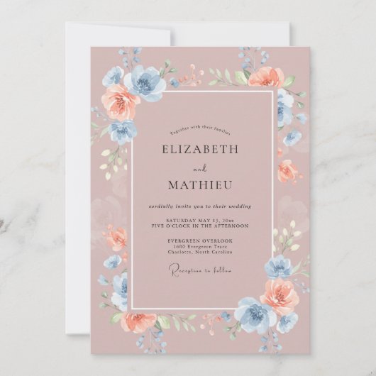 Invitation Mariage Pétale de Pervenche Mauve (Devant)