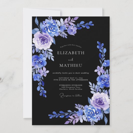 Invitation Mariage Pétale de Pervenche Plum (Devant)