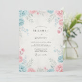 Invitation Mariage Pétale de Pervenche Rose Blush (Debout devant)
