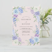 Invitation Mariage Pétale de Pervenche Rosée (Debout devant)