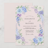 Invitation Mariage Pétale de Pervenche Rosée (Devant / Derrière)