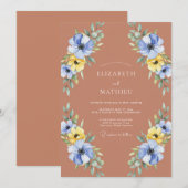 Invitation Mariage Pétale de Pervenche Rouille (Devant / Derrière)