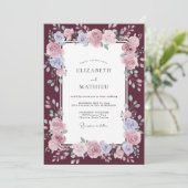 Invitation Mariage Pétale de Pervenche Vin (Debout devant)