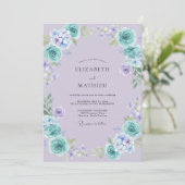 Invitation Mariage Pétale de Pérywinkle Turquoise (Debout devant)