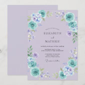 Invitation Mariage Pétale de Pérywinkle Turquoise (Devant / Derrière)