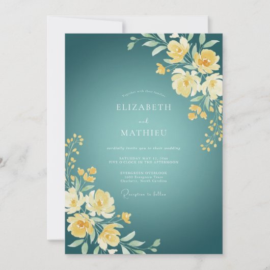 Invitation Mariage Pétale de Pétrole Jaune (Devant)