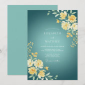 Invitation Mariage Pétale de Pétrole Jaune (Devant / Derrière)