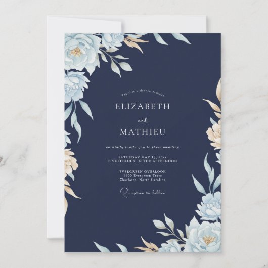 Invitation Mariage Pétale de Poudre de Minuit (Devant)