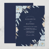 Invitation Mariage Pétale de Poudre de Minuit (Devant / Derrière)