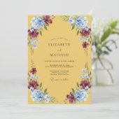 Invitation Mariage pétale de prune à la moutarde (Debout devant)