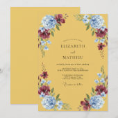 Invitation Mariage pétale de prune à la moutarde (Devant / Derrière)