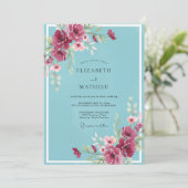 Invitation Mariage pétale de prune aqua (Debout devant)