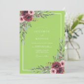 Invitation Mariage pétale de prune chartreuse (Debout devant)