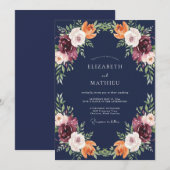 Invitation Mariage pétale de prune de minuit (Devant / Derrière)