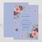Invitation Mariage Pétale de Prune Pourpre (Devant / Derrière)