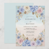 Invitation Mariage Pétale de Roux Pervenche (Devant / Derrière)