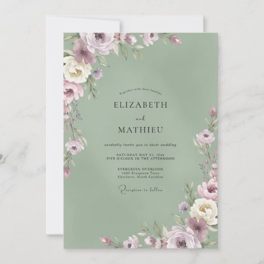 Invitation Mariage Pétale de Sauge Améthyste (Devant)