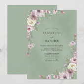 Invitation Mariage Pétale de Sauge Améthyste (Devant / Derrière)
