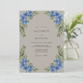 Invitation Mariage Pétale de Taupe Bleuet (Debout devant)