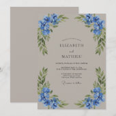 Invitation Mariage Pétale de Taupe Bleuet (Devant / Derrière)