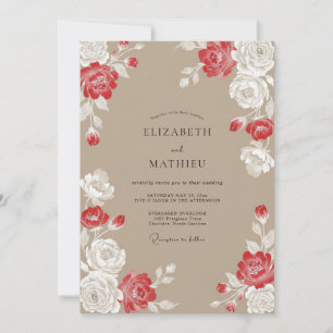 Invitation Mariage Pétale de Taupe Cramoisi