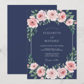 Invitation Mariage Pétale de Teinte Rouge Minuit (Devant / Derrière)