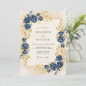 Invitation Mariage Pétale d'Or de Minuit (Debout devant)