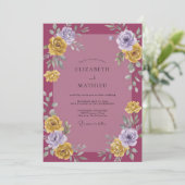 Invitation Mariage Pétale d'Or Mauve (Debout devant)