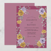 Invitation Mariage Pétale d'Or Mauve (Devant / Derrière)