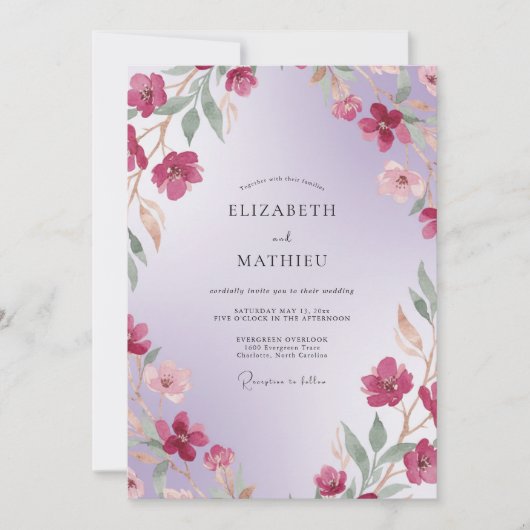 Invitation Mariage Pétale d'Orchidée Plumée (Devant)