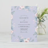 Invitation Mariage Pétale Douce Pervenche (Debout devant)