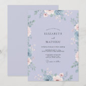 Invitation Mariage Pétale Douce Pervenche (Devant / Derrière)
