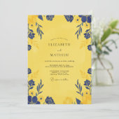 Invitation Mariage Pétale Indigo Canari (Debout devant)
