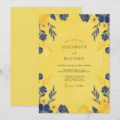 Invitation Mariage Pétale Indigo Canari (Devant / Derrière)