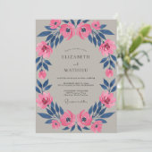 Invitation Mariage Pétale Indigo Magenta (Debout devant)