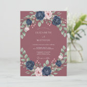 Invitation Mariage Pétale Indigo Mauve (Debout devant)