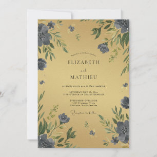 Invitation Mariage Pétale Indigo Ocre